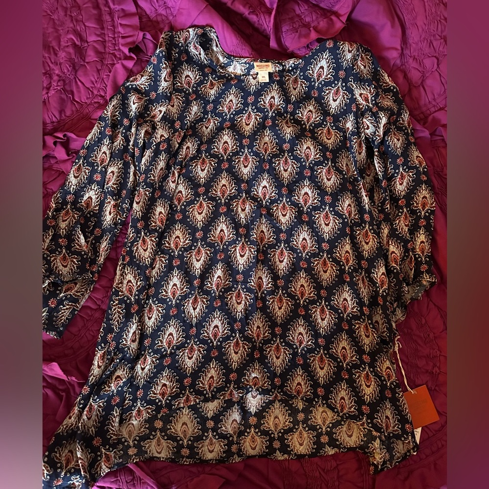 Dark Blue Paisley Mossimo Tunic Dress, Size XXL, NWT